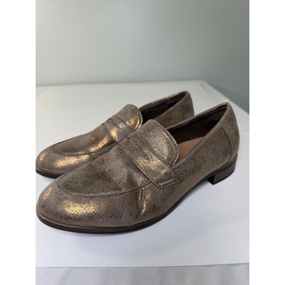 Clarks Collection Trish Rose Metallic Penny Loafers Bronze Ultimate Comfort 8.5M